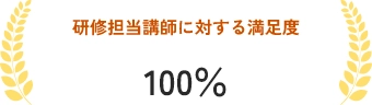研修担当講師に対する満足度 100%